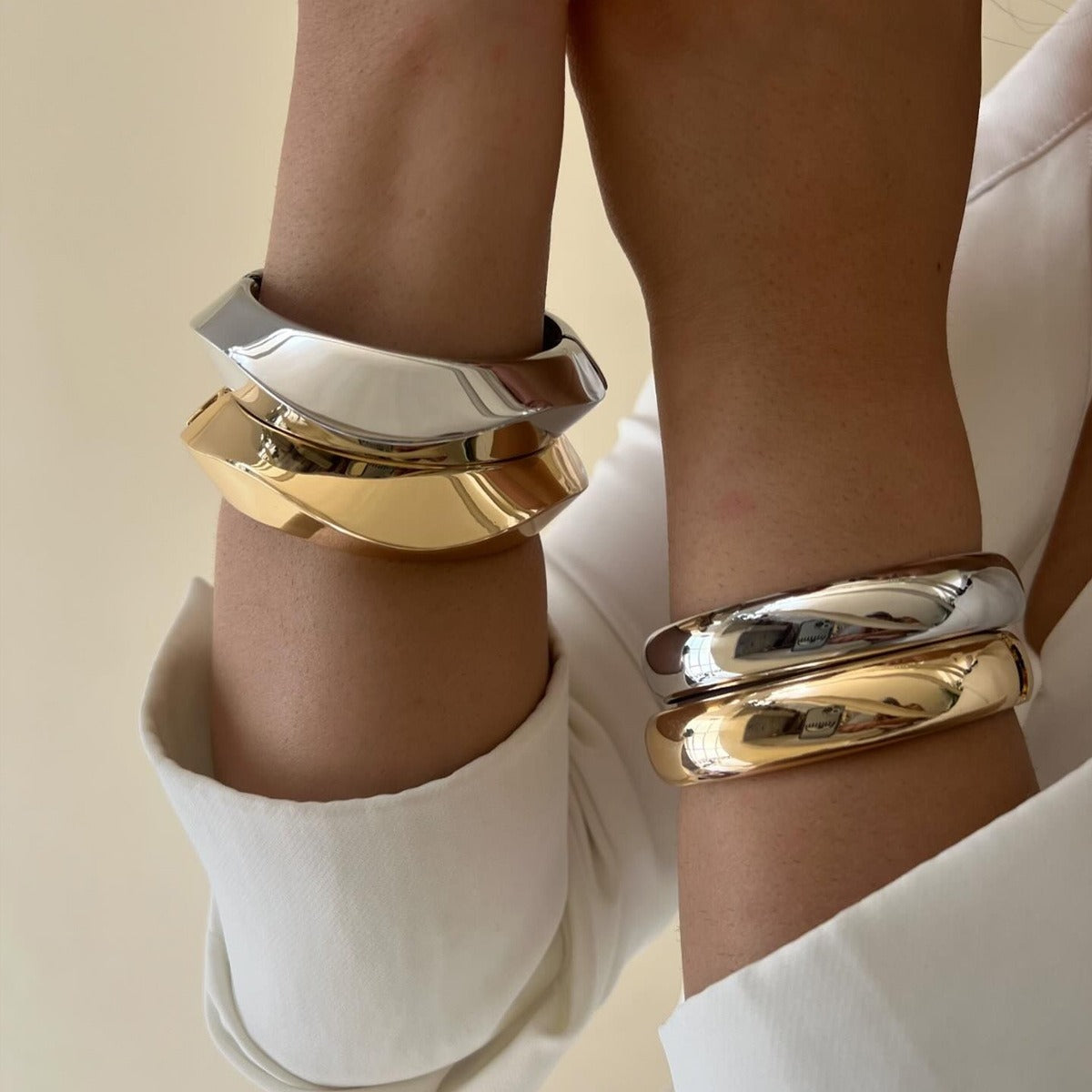 Gold Plated Wide-Face Gold Bracelet – Timeless Elegance in Minimalist Design-Luxore
