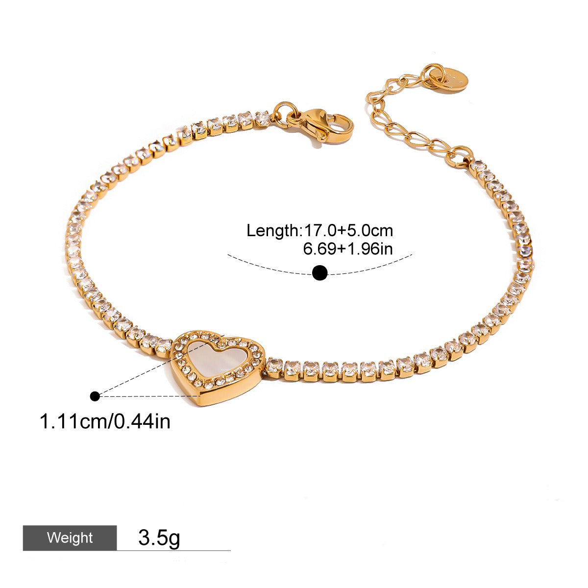 18K gold heart-shaped bracelet with diamond design, light luxury and noble-Luxore