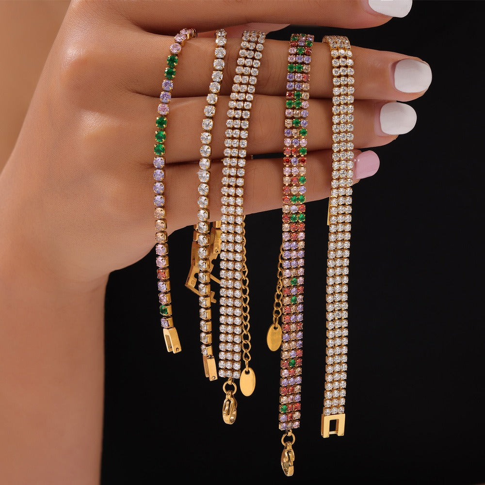 18K gold exquisite dazzling gemstone design light luxury style bracelet-Luxore
