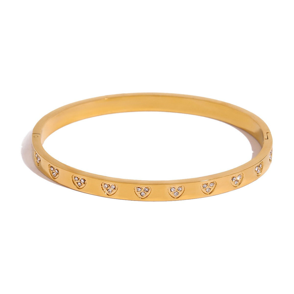 18K gold heart-shaped diamond-studded luxury bracelet-Luxore