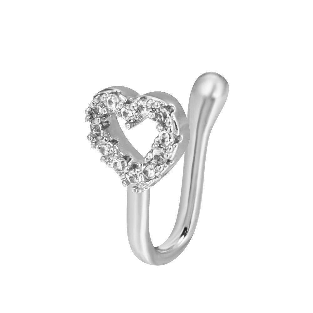 18K gold U-shaped with geometric inlaid zircon design high-end nose ornament-Luxore