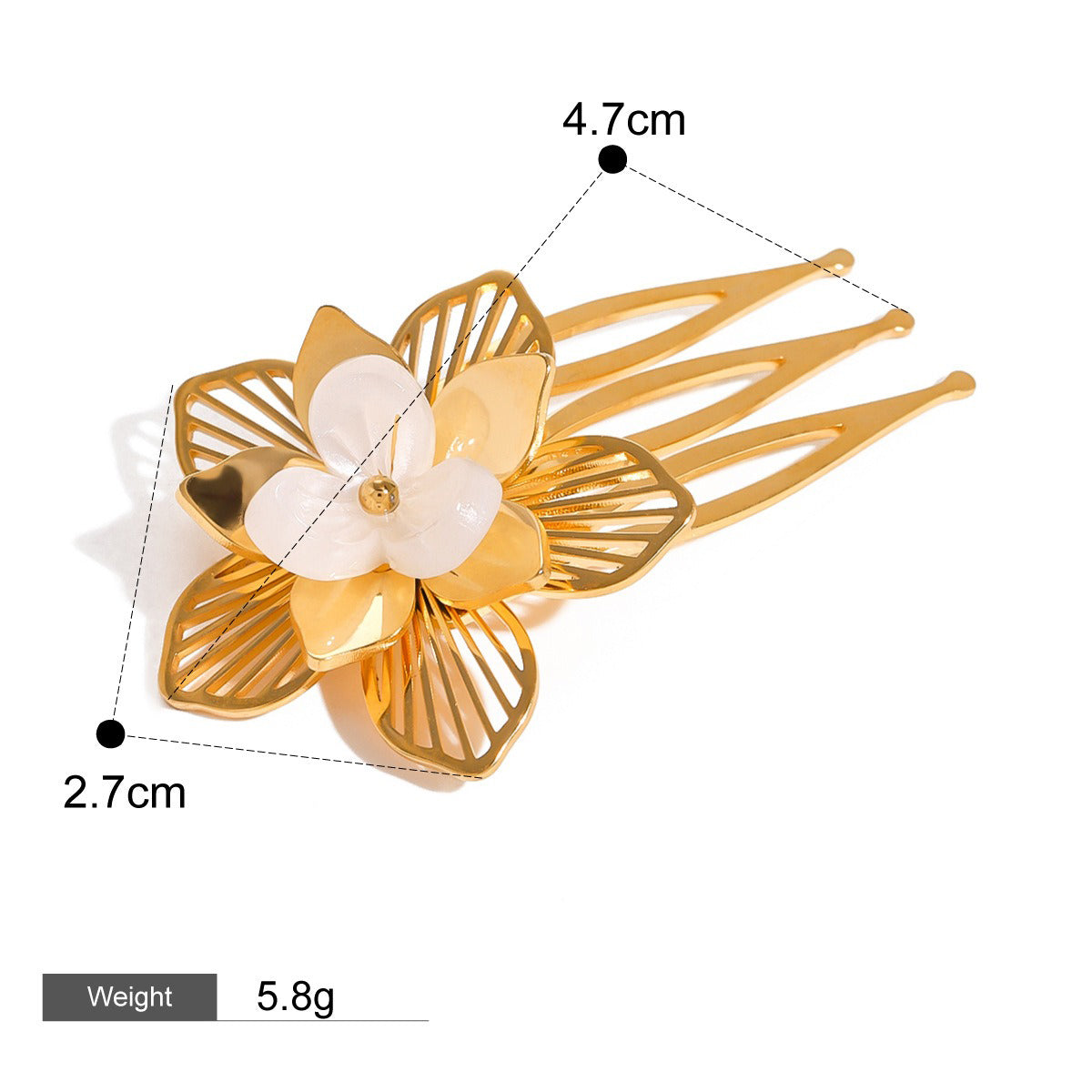 18K gold flower shape with hollow design light luxury noble hair accessories-Luxore