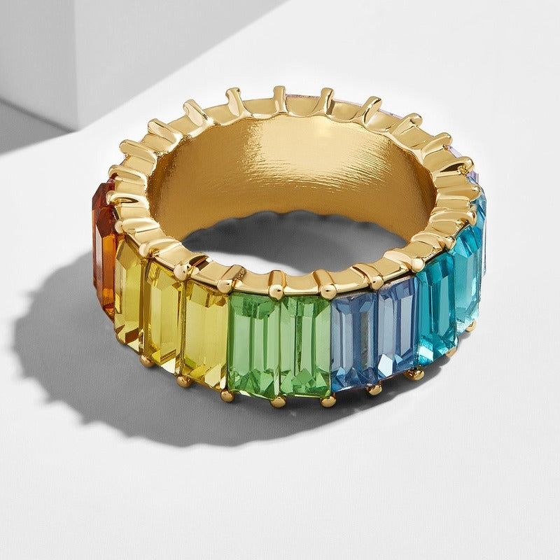 18K PVD Gold Round Gemstone High-End Ring-Luxore