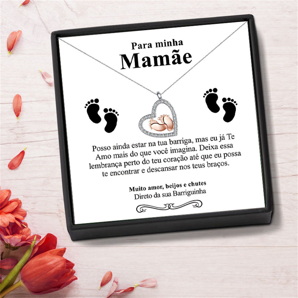 Cutout Heart Little Feet Necklace – A Timeless Gift for Mom-Luxore