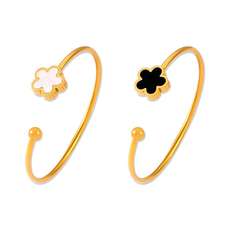 18K gold exquisite fashion five-leaf clover design simple style bracelet-Luxore