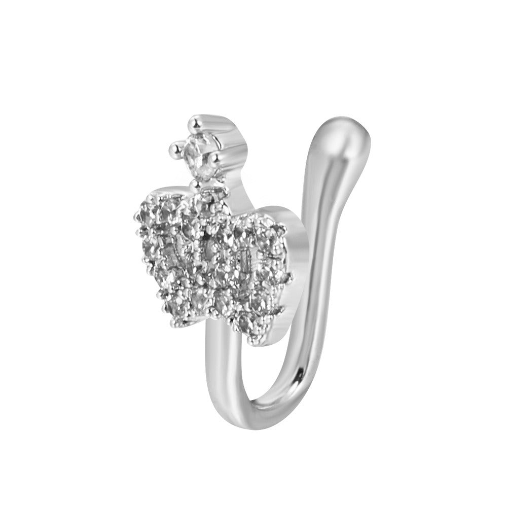 18K gold U-shaped with geometric inlaid zircon design high-end nose ornament-Luxore