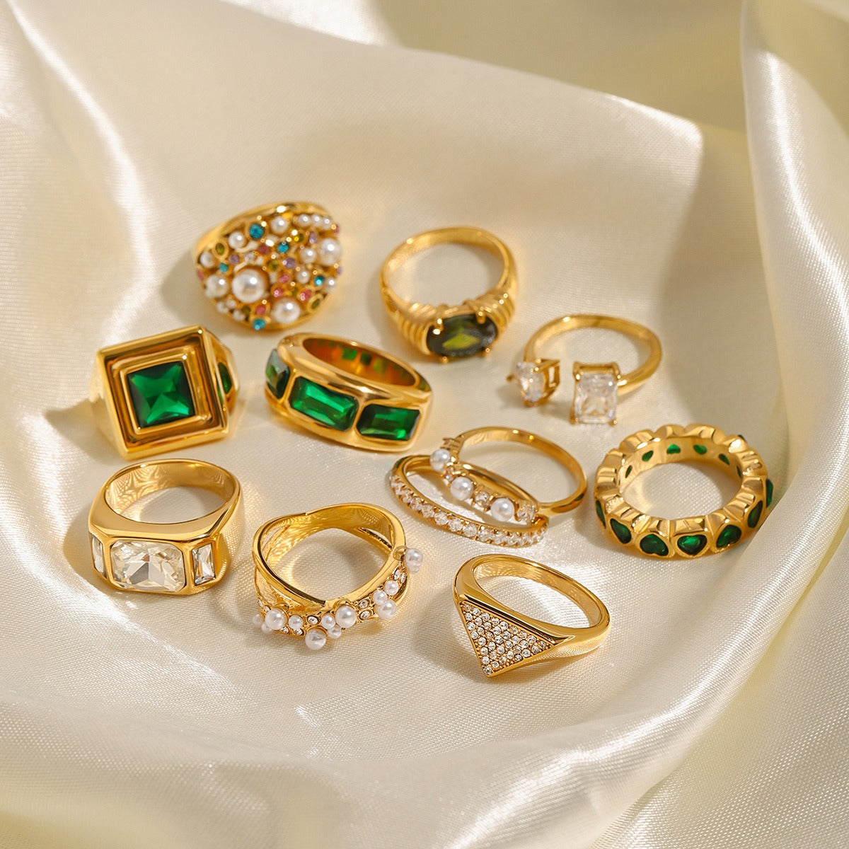 18K gold geometric gemstone design high-end ring-Luxore