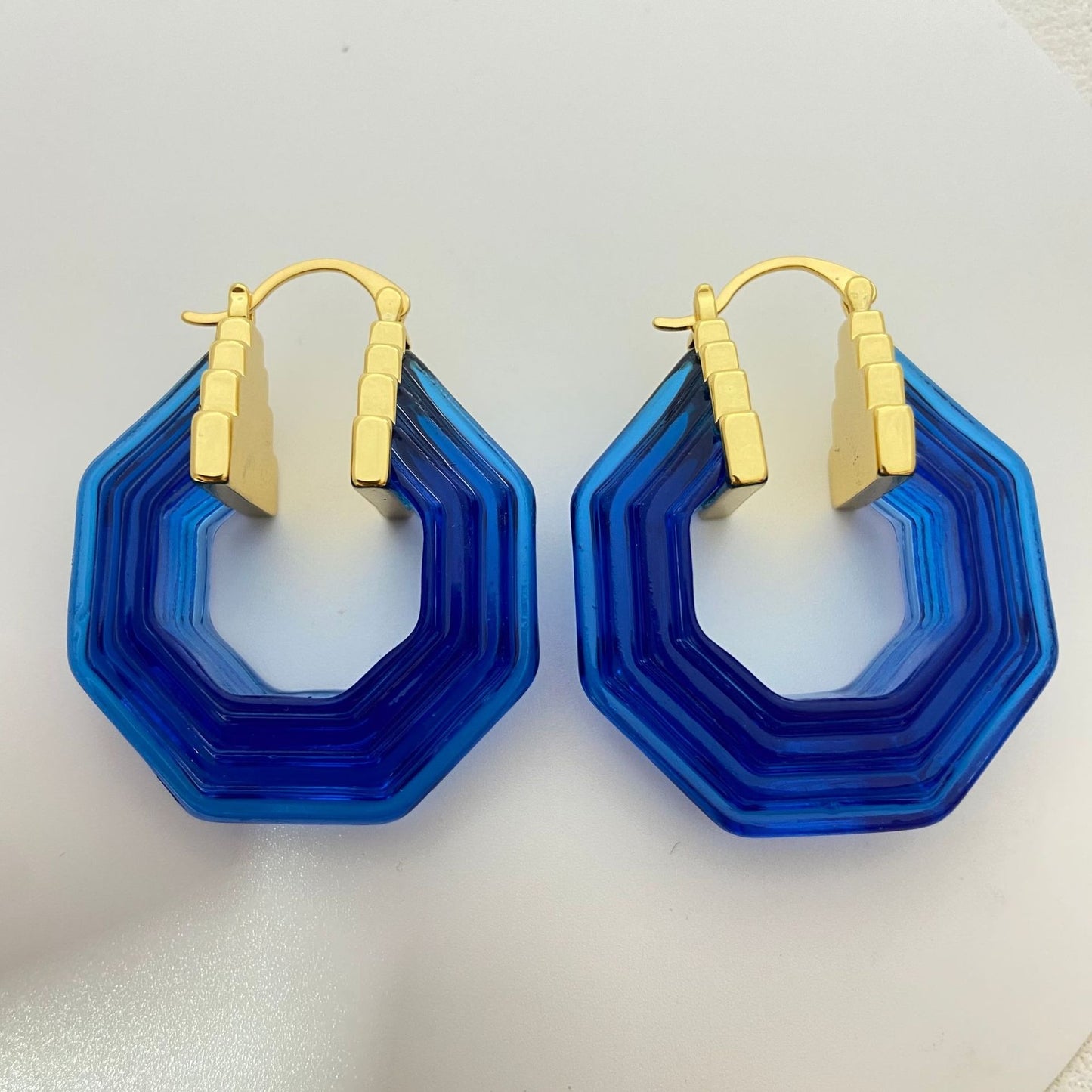 18K PVD Gold Hexagonal Design Light Luxury Earrings-Luxore