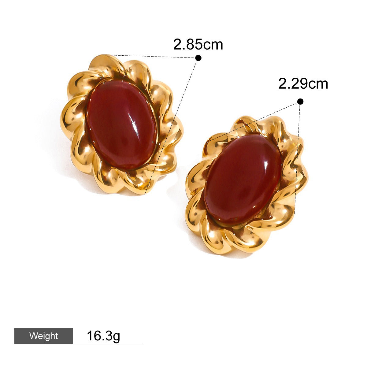 18K gold geometric inlaid gemstone design high-end earrings-Luxore