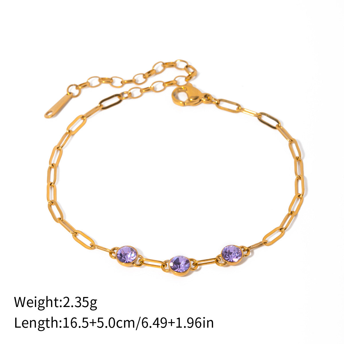 18K gold chain inlaid gemstone design light luxury noble bracelet-Luxore