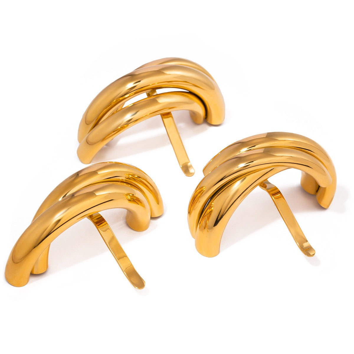 Gold Plated Layered C-Shaped Gold Hair Accessory – A Touch of Modern Elegance-Luxore