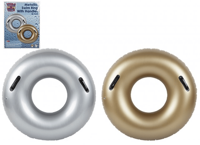 Assorted Metallic Swim Ring with Handle (36 Inch)