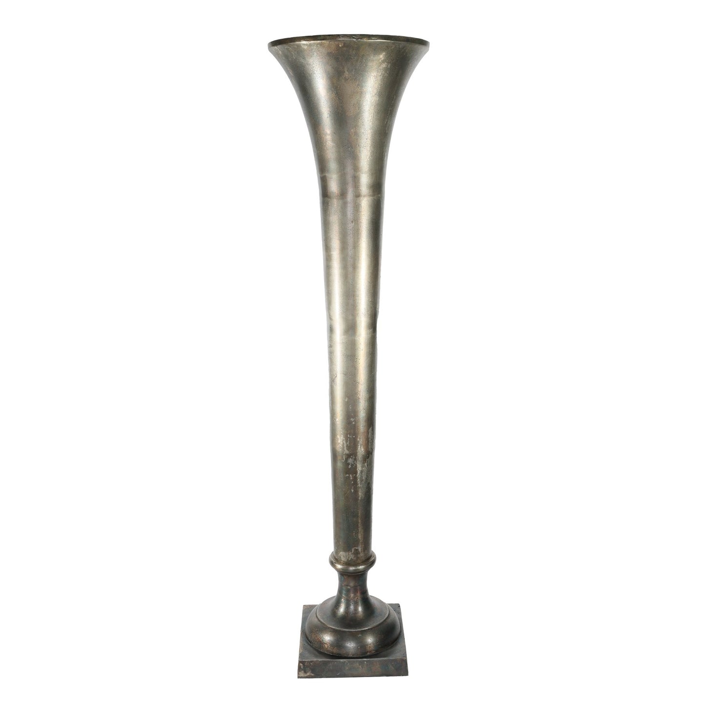 Antique Silver Poseidon Trumpet Vase (140 x 34cm)