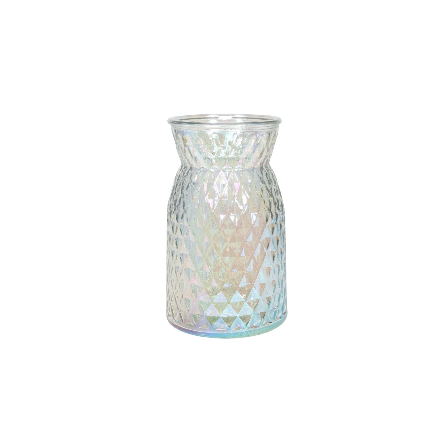 Meadow Flower Vase with Diamond Embossed Pattern & Iridescent Finish (18cm)