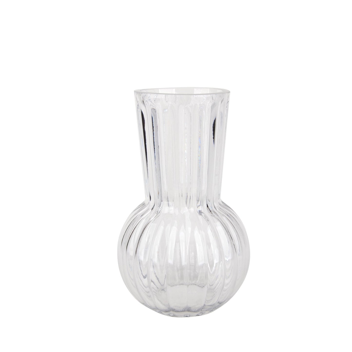 Clear Rochelle Fluted Vase with Onion Base (20cm)