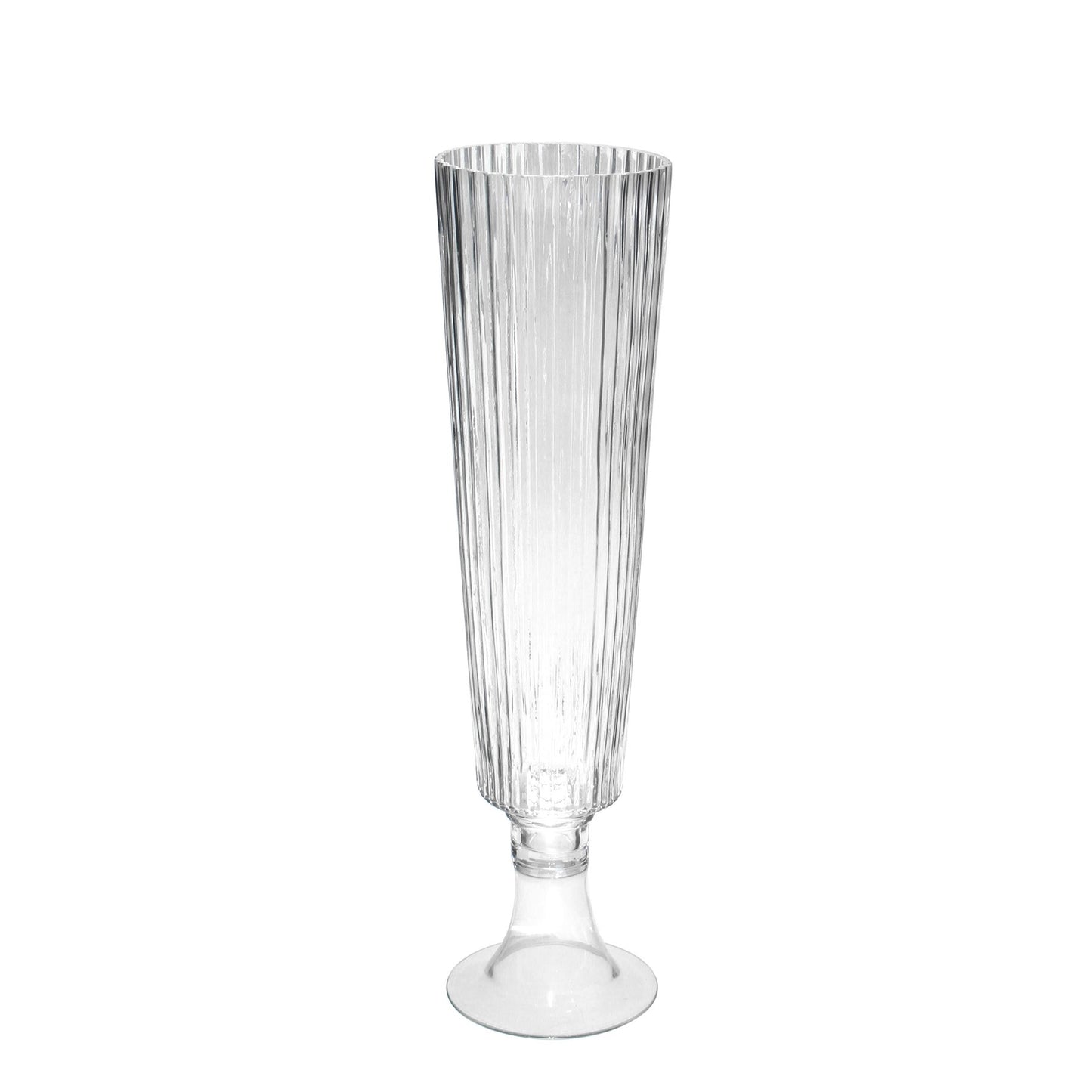 Clear Tall Ribbed Fluted Glass Vase (56cm)
