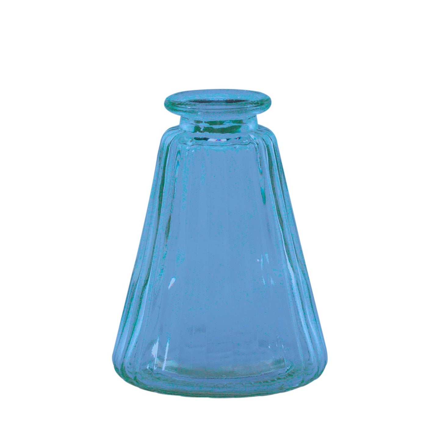 Blue Pyramid Glass Bottle Vase (10cm)