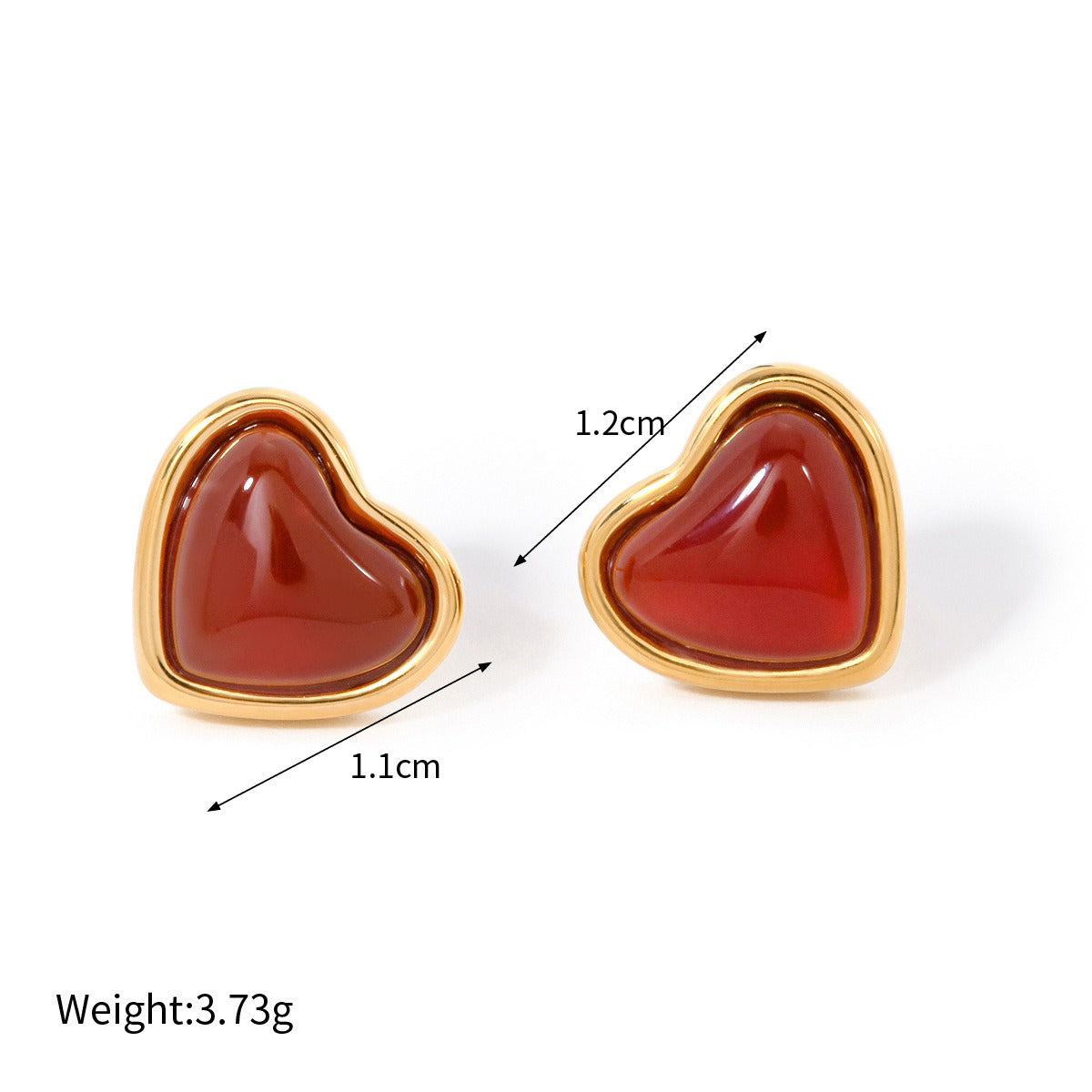 18K gold heart-shaped earrings with oil drop design-Luxore