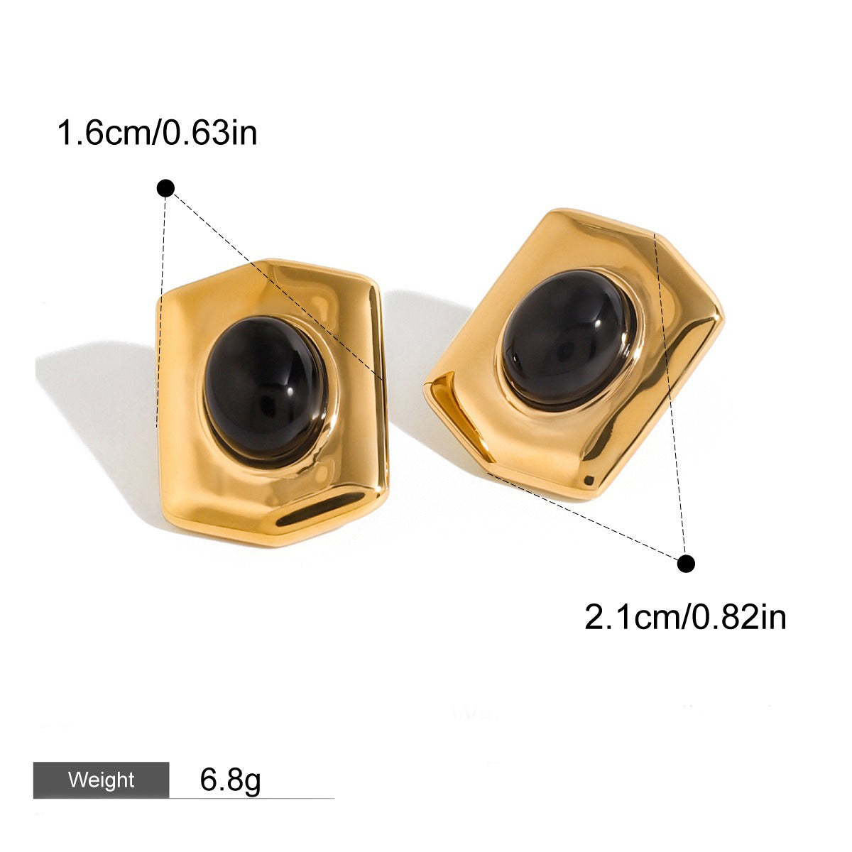 18K gold geometric shape with oil drop design high-end earrings-Luxore