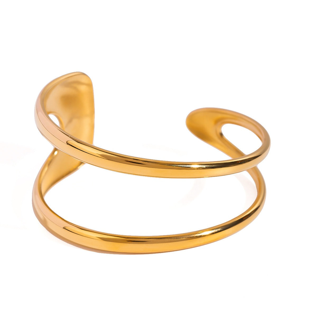 18K gold geometric hollow design unique simple bracelet-Luxore