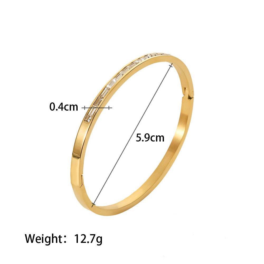 18K gold geometric inlaid gemstone design light luxury high-end bracelet hair accessories set-Luxore