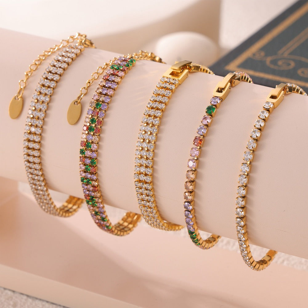 18K gold exquisite dazzling gemstone design light luxury style bracelet-Luxore