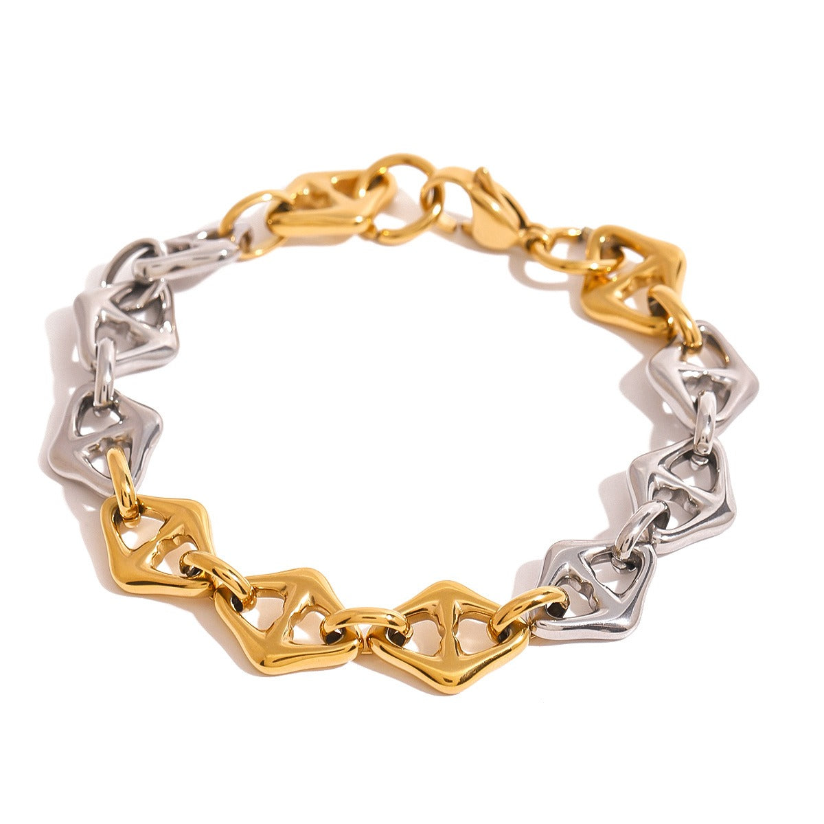 18K gold unique chain with gold and silver color matching design high-end bracelet-Luxore