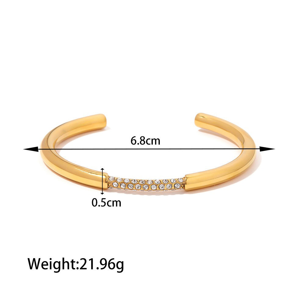 18K gold geometric inlaid gemstone design light luxury high-end bracelet hair accessories set-Luxore