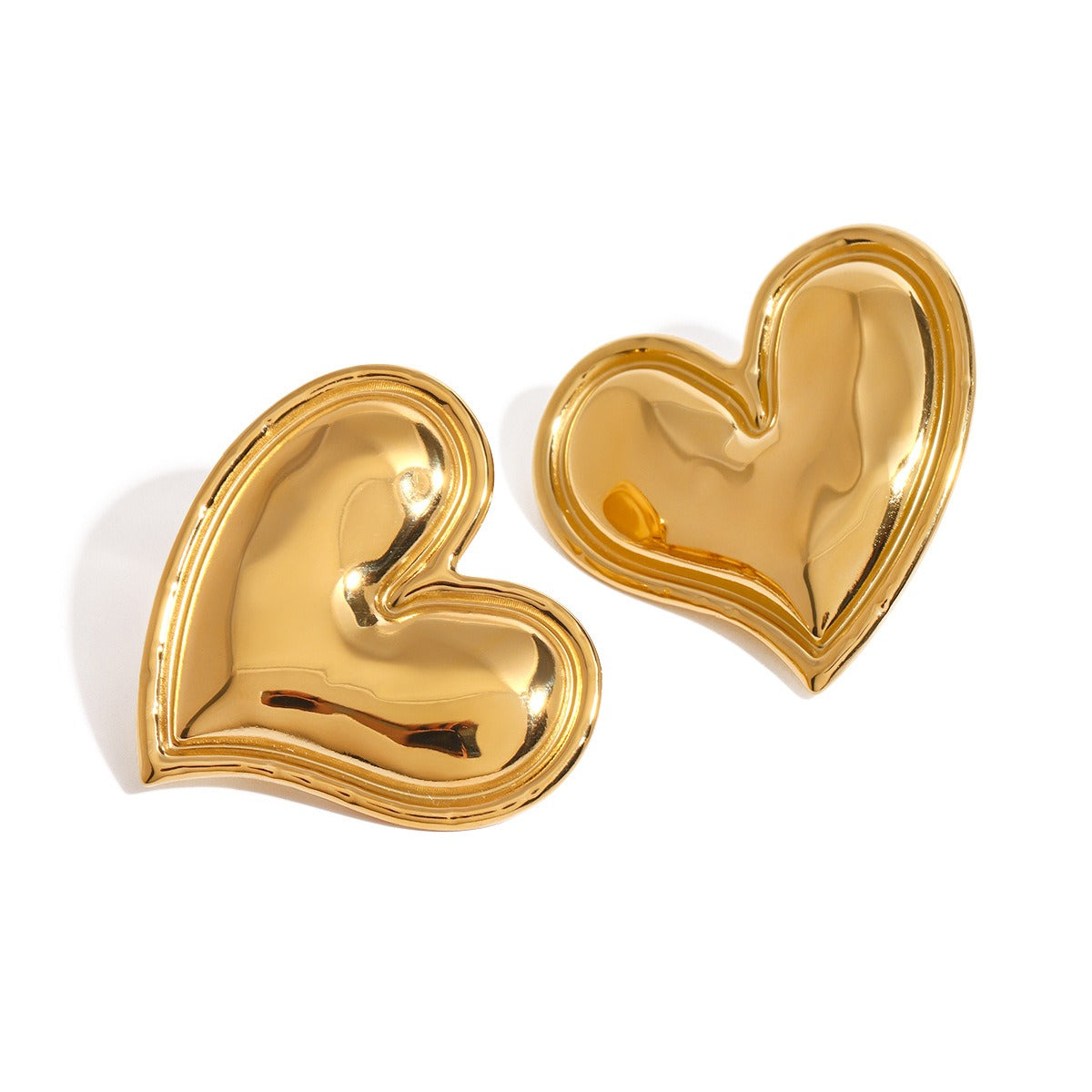 18K gold heart-shaped luxury earrings-Luxore