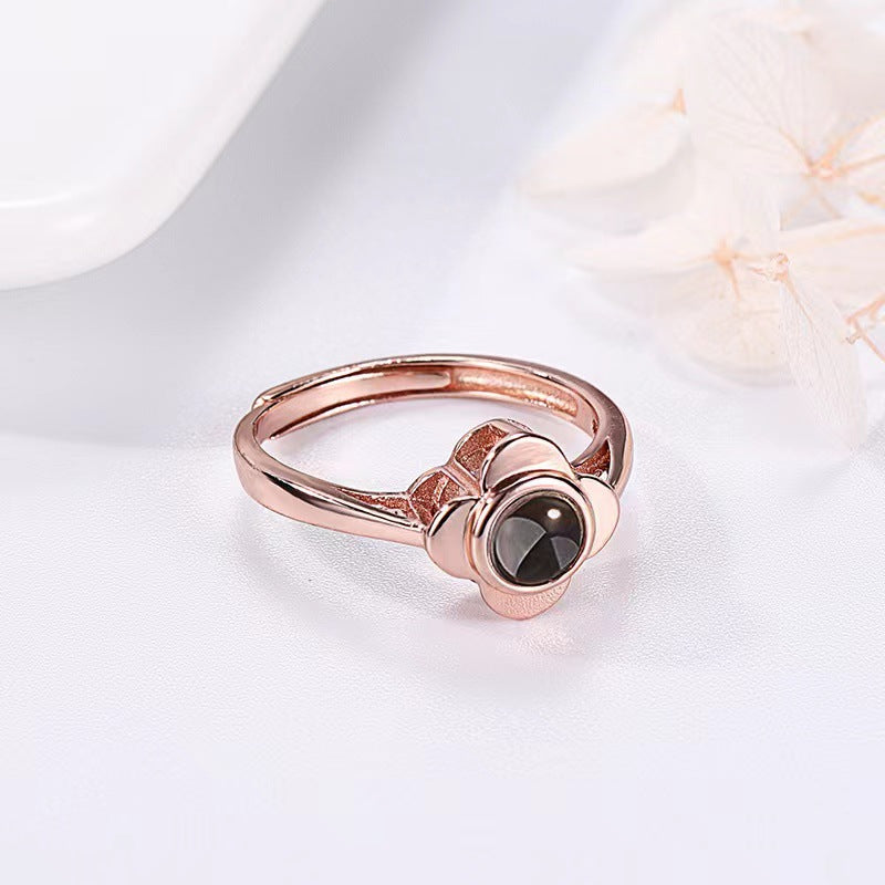 Four Leaf Clover Projection Ring – A symbol of luck and cherished memories-Luxore