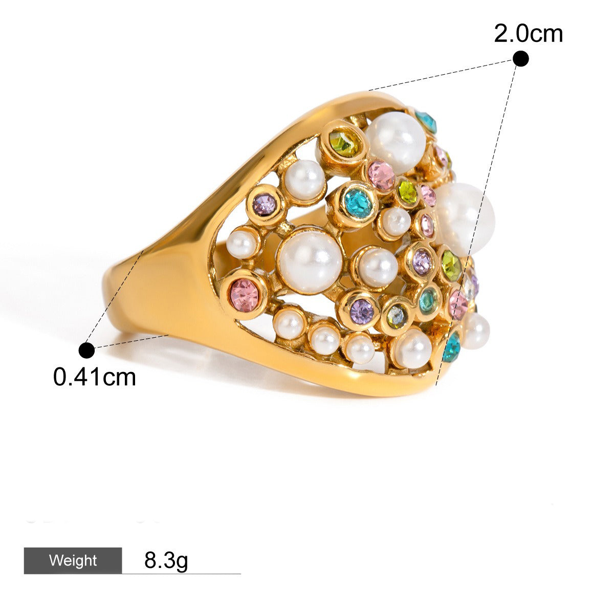 18K gold geometric gemstone design high-end ring-Luxore