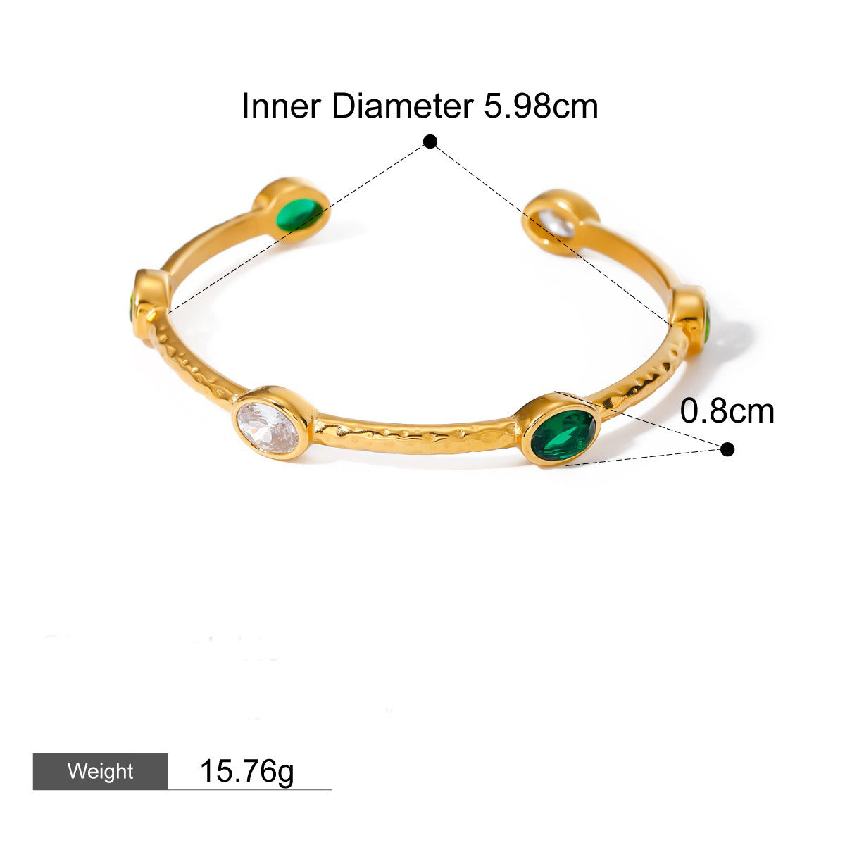 18K gold geometric inlaid gemstone design light luxury high-end bracelet hair accessories set-Luxore