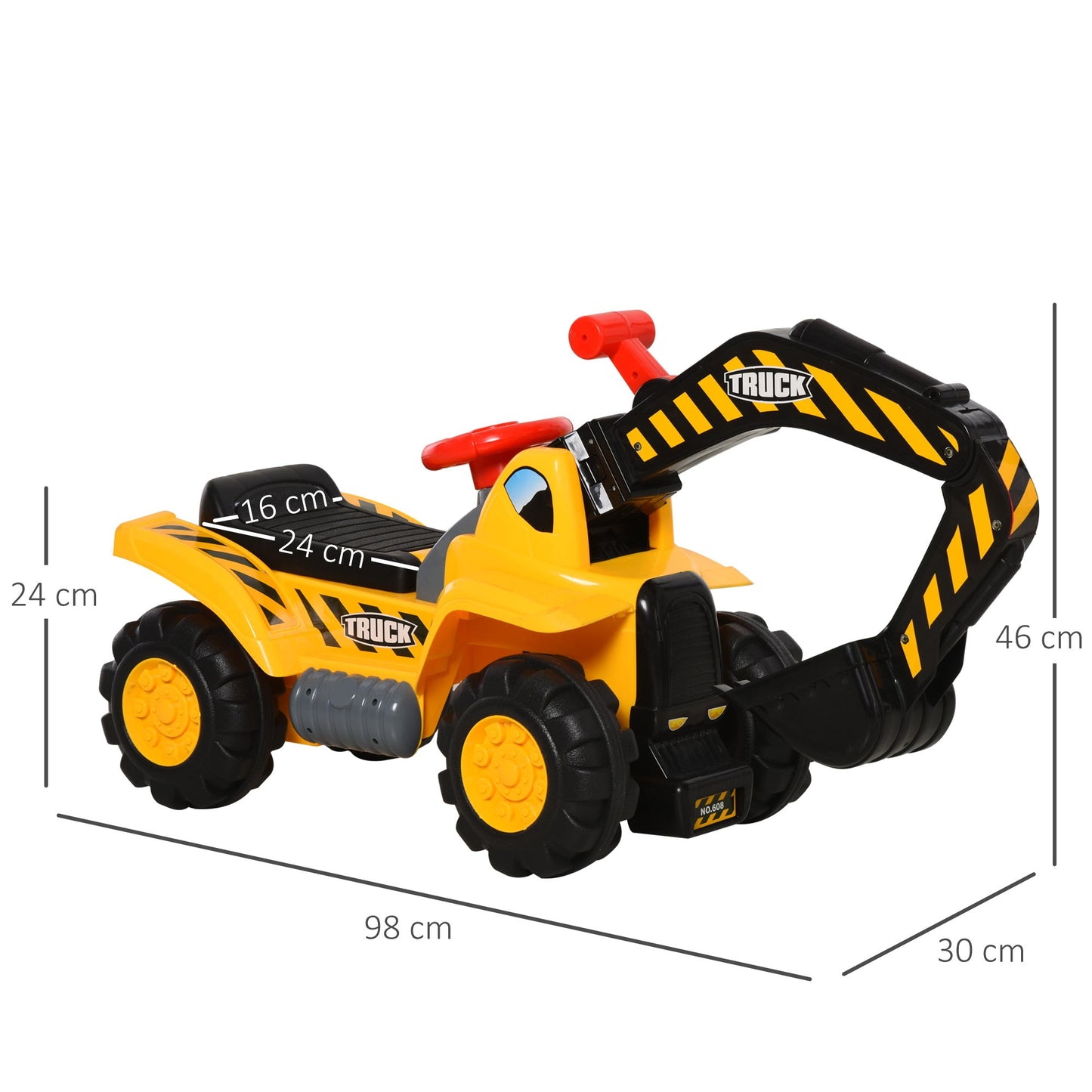 Kids 4-in-1 HDPE Excavator Ride On Truck Yellow/Black-Luxore