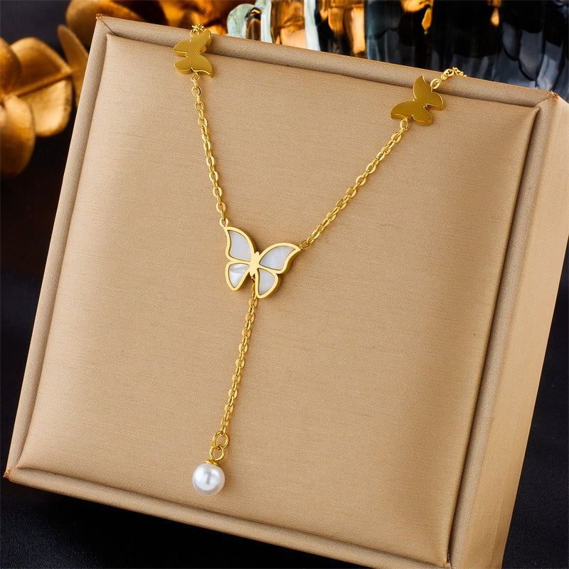 18K gold natural element inlaid gemstone design high-end light luxury style necklace-Luxore