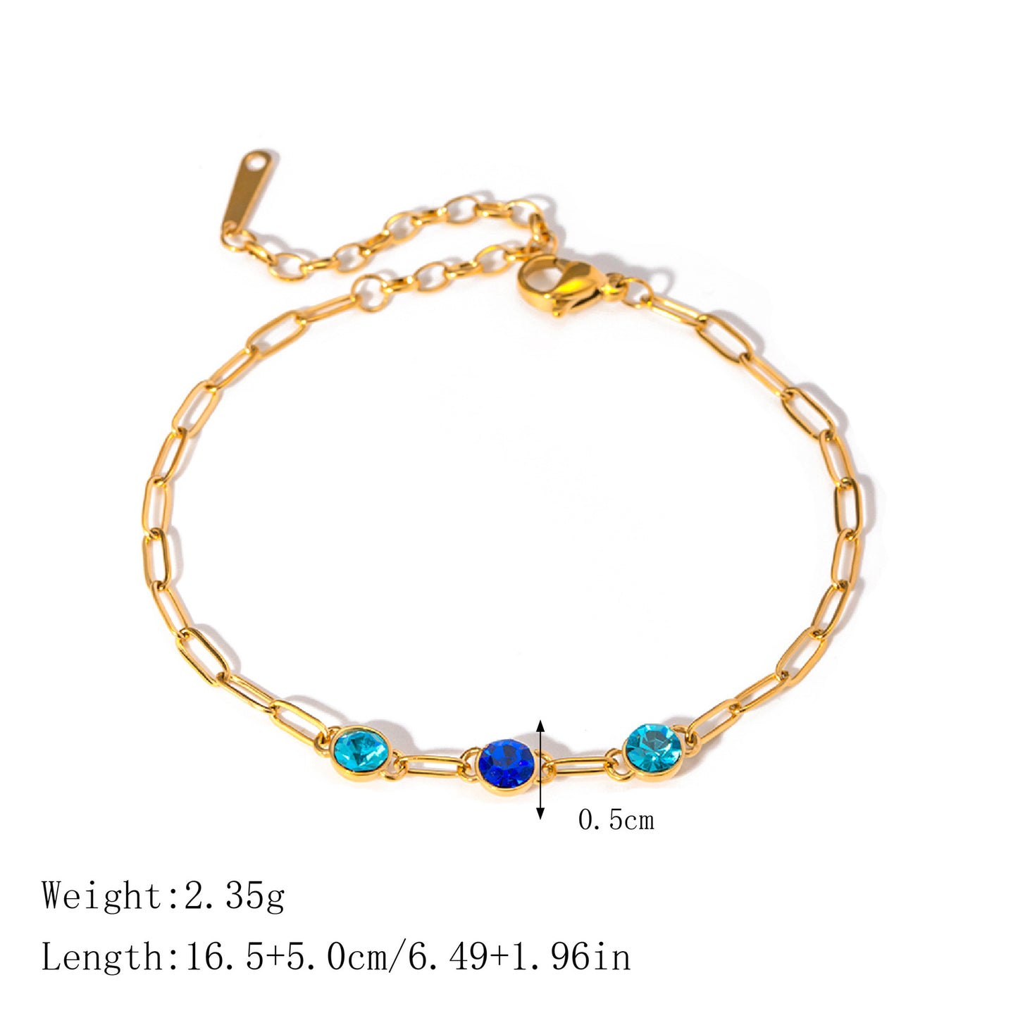 18K gold chain inlaid gemstone design light luxury noble bracelet-Luxore