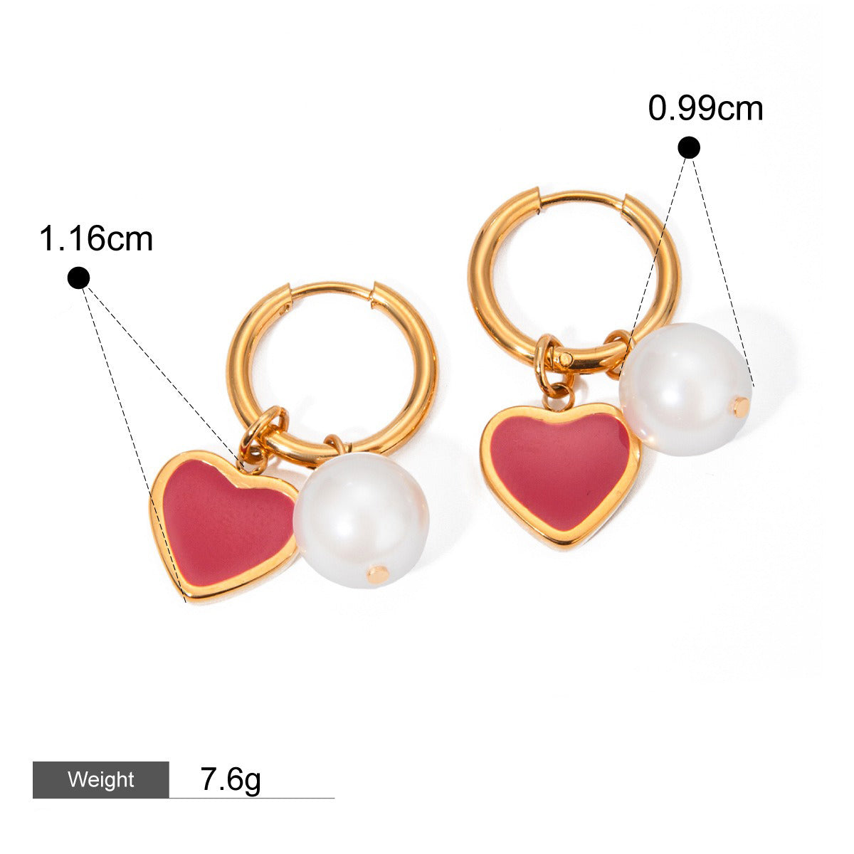 18K gold heart-shaped earrings with oil drop design-Luxore