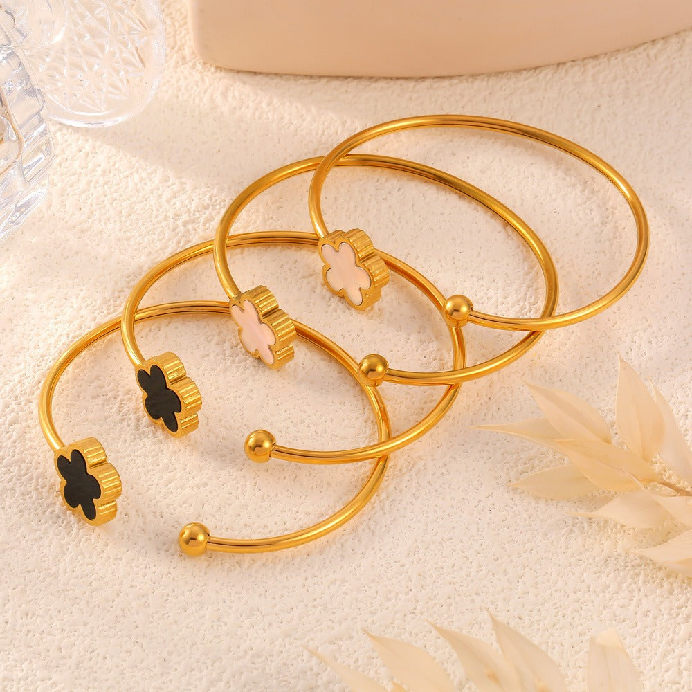 18K gold exquisite fashion five-leaf clover design simple style bracelet-Luxore