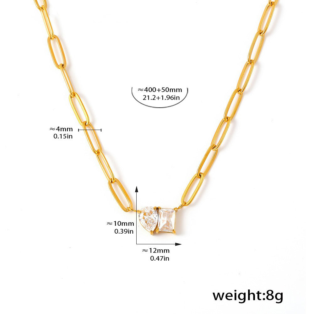 18K gold inlaid gemstone design light luxury style necklace-Luxore