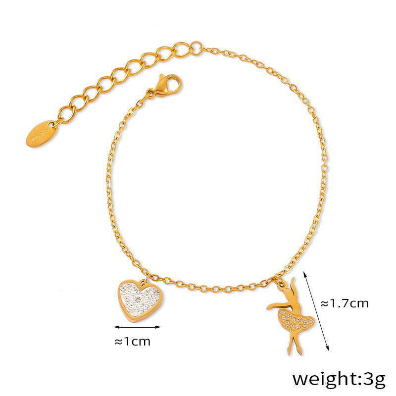 18K gold exquisite fashion heart diamond design light luxury style bracelet-Luxore