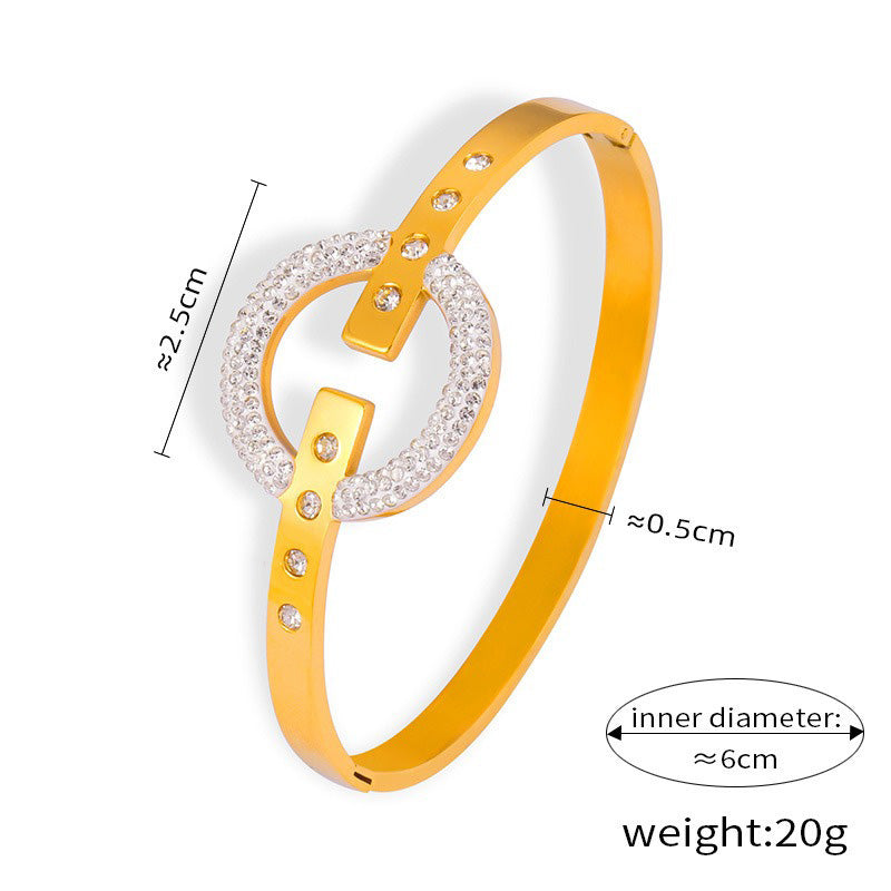 18K gold exquisite dazzling geometric diamond design light luxury style bracelet-Luxore