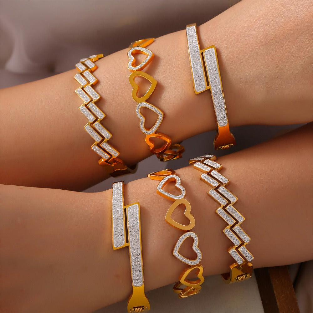18K gold exquisite dazzling geometric diamond design light luxury style bracelet-Luxore