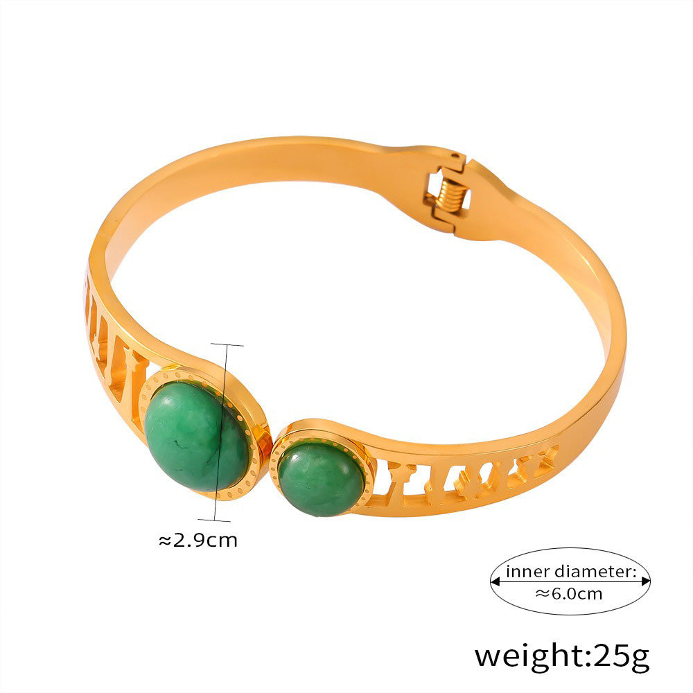 18K Gold Classic Fashion Gemstone Design Bracelet-Luxore