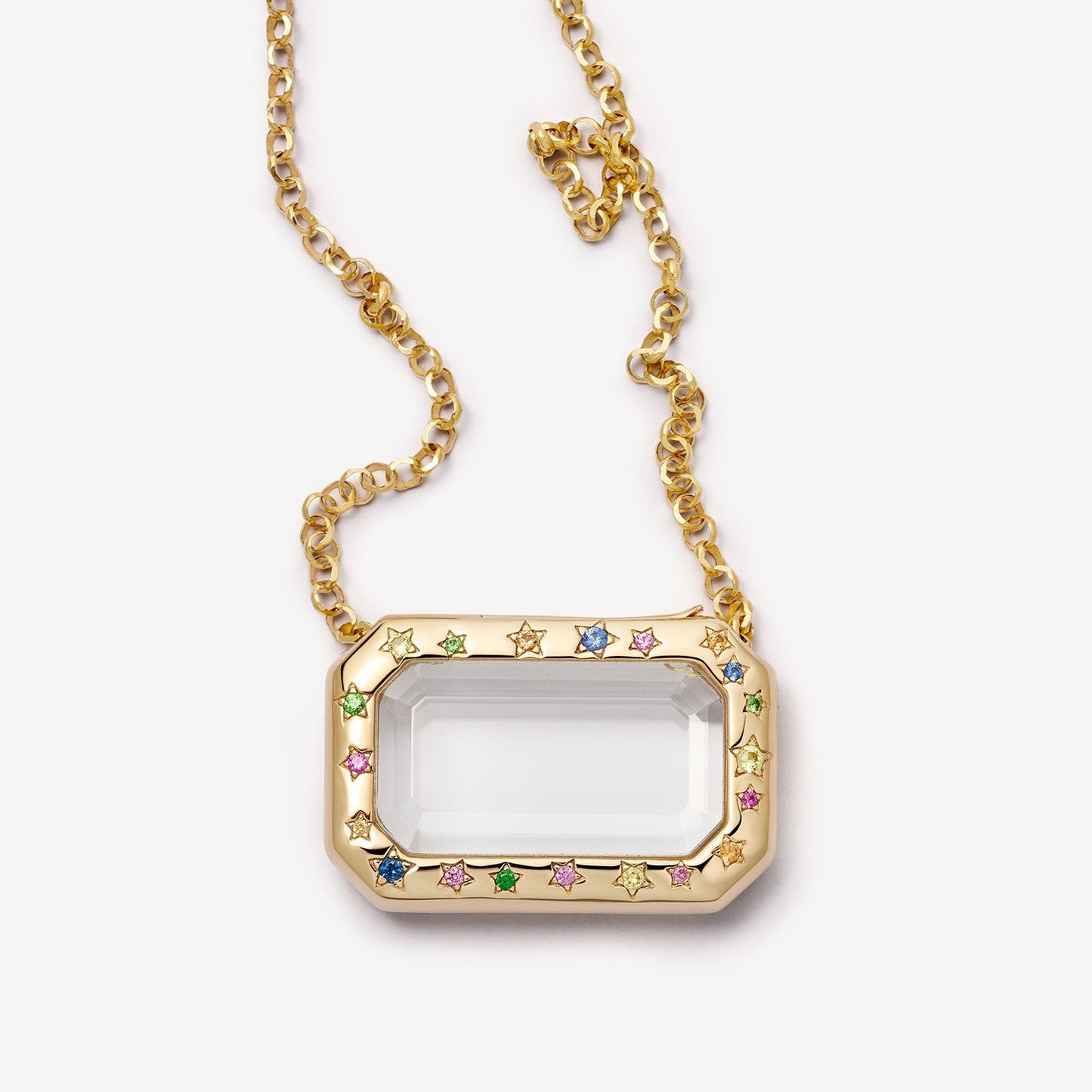 18K gold heart/rectangular openable necklace with exquisite and unique design-Luxore