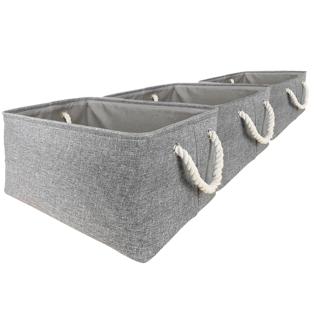 Pack of 3 Fabric Storage Boxes – Foldable Storage Organisers