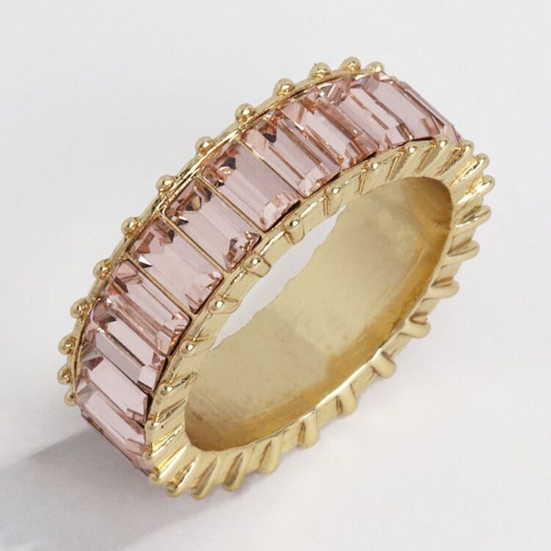 18K PVD Gold Round Gemstone High-End Ring-Luxore