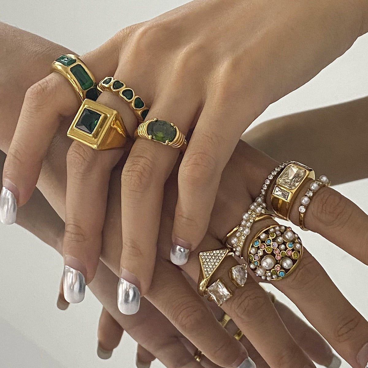 18K gold geometric gemstone design high-end ring-Luxore