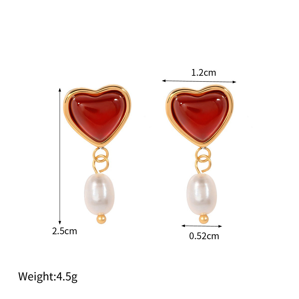 18K gold heart-shaped earrings with oil drop design-Luxore