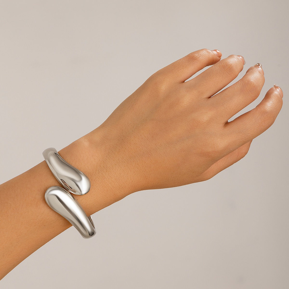 Gold plated Geometric Wide-Face Bracelet with Diamond Inlay-Luxore