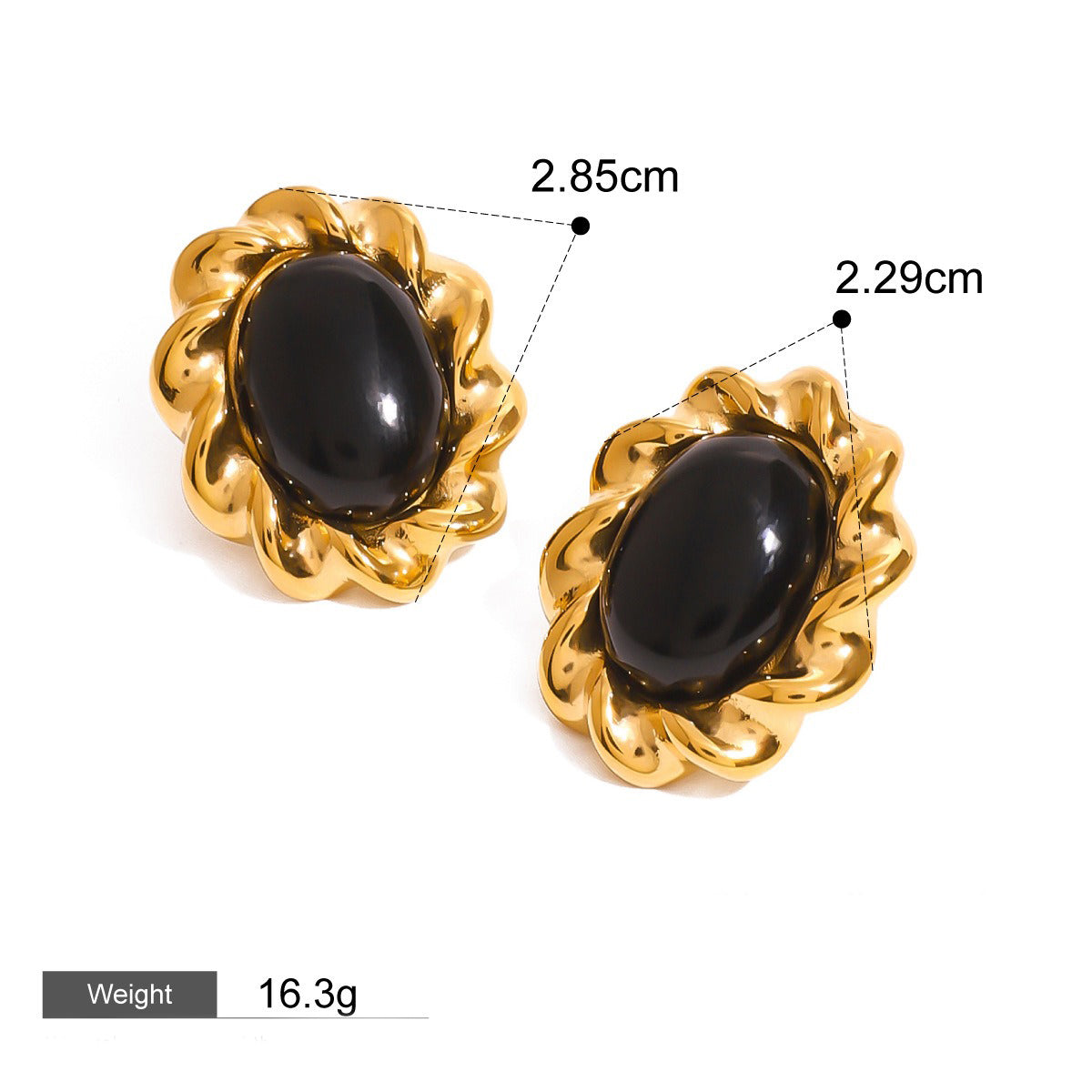 18K gold geometric shape with oil drop design high-end earrings-Luxore