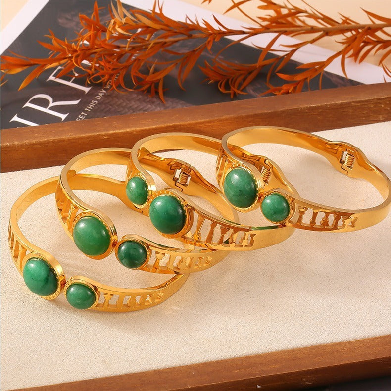 18K Gold Classic Fashion Gemstone Design Bracelet-Luxore